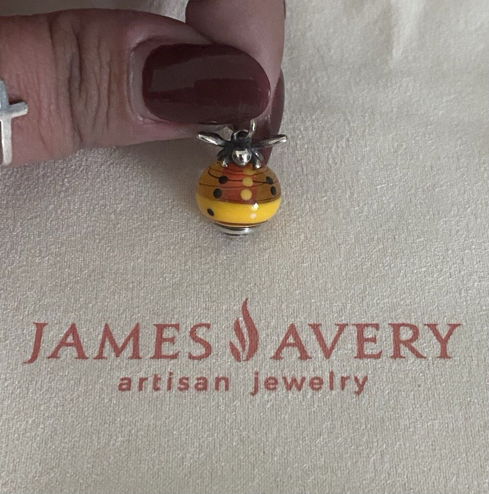 NWT James Avery Retired Honey Bee Glass Art Finial Charm
